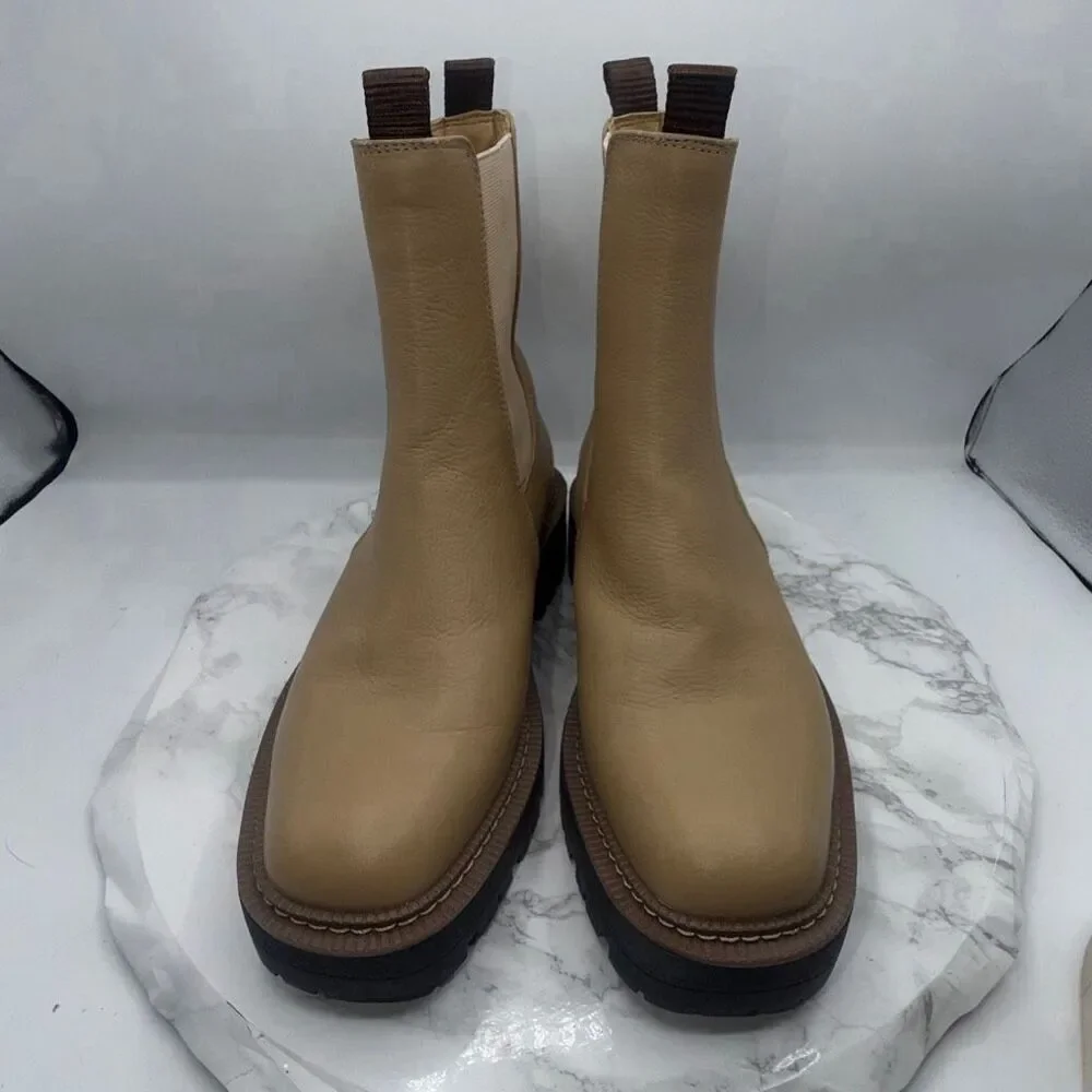 SAM EDELMAN Sesame Leather Laguna Waterproof Chelsea Boots-7.5